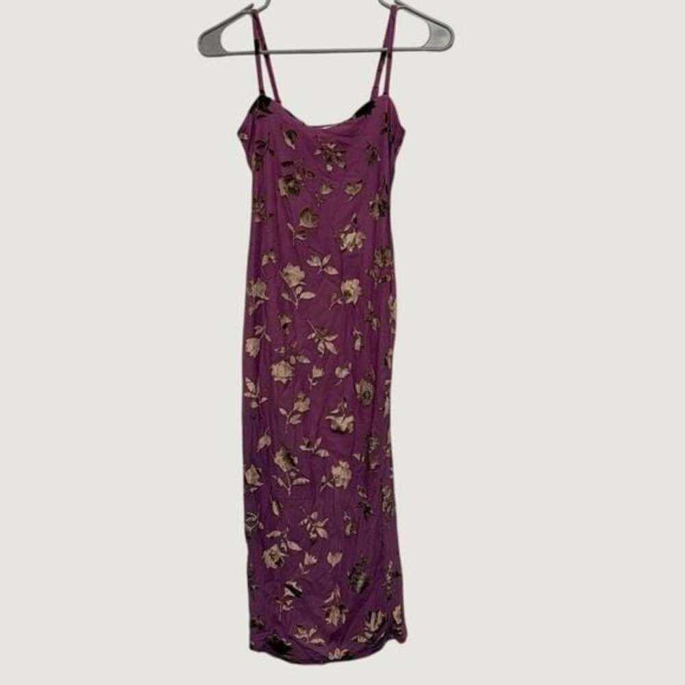 Madden Girl Floral Midi Dress XS Burnout Velvet Slip Bodycon Purple New‎